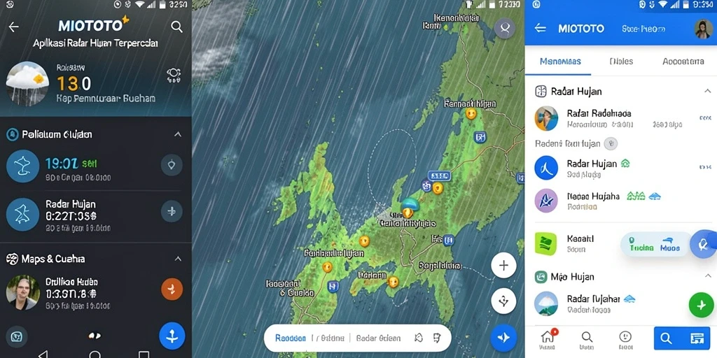 Antarmuka MIOTOTO menampilkan peta radar hujan dengan jelas dan informatif.