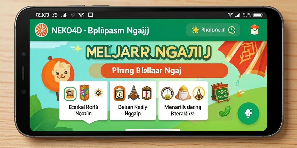 Antarmuka pengguna NEKO4D untuk Belajar Ngaji yang intuitif.